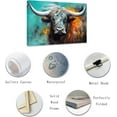 thumbnail image 2 of ZHONGYUTONG Highland Cow Canvas Wall Art Abstract Highland Cow Poster Prints Colorful Animals Pictures for Country Kitchen Bathroom Decor Framed (24.00" x 36.00"), 2 of 6