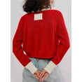 thumbnail image 4 of Gupgi Chandails pour Femmes Manches Longues Nœud Papillon devant Cardigan Tricoté Contrasté Automne Chandail Slim, 4 of 5