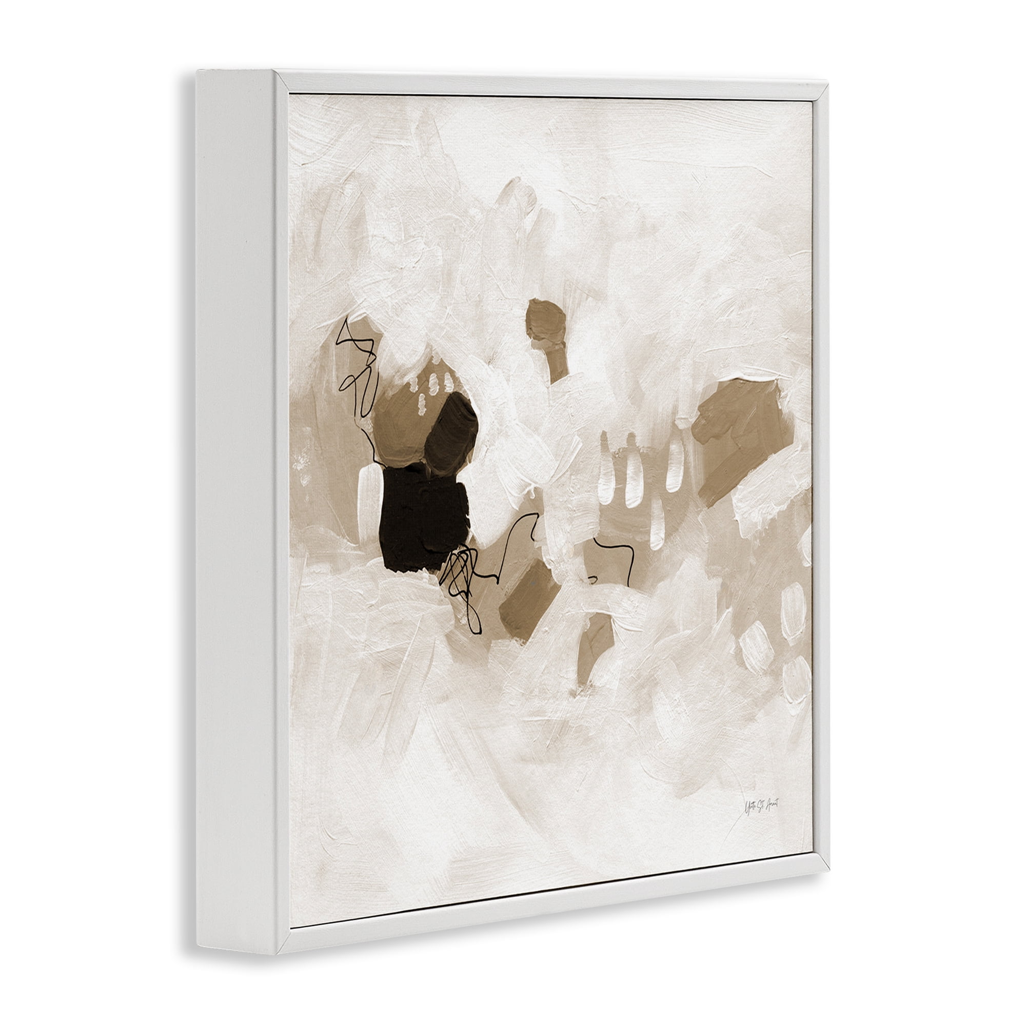 Stupell Industries Neutral Classic Conservatory Abstract Painting White Framed Art Print Wall Art, 24 x 24