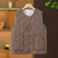 thumbnail image 4 of Htigea Womens Lightweight Quilted Jackets Solid Color Snap Button Vest with Pocket Slim Fit Winter Warm Gilet Brown XXXXXL, 4 of 4