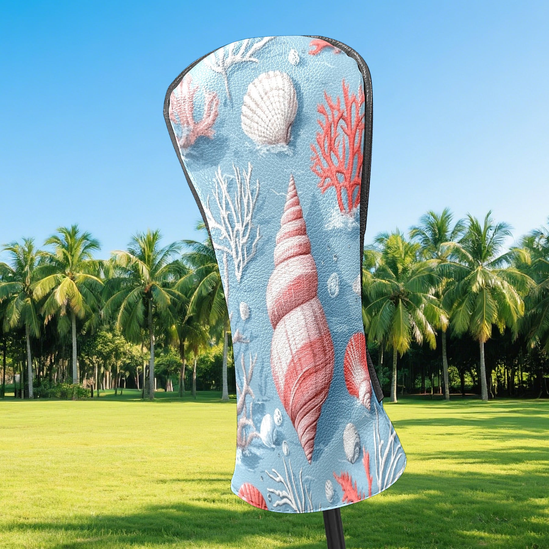 Golf Club Head Covers Pink Snail PU Leather, Waterproof for Fairway Woods Hybrids