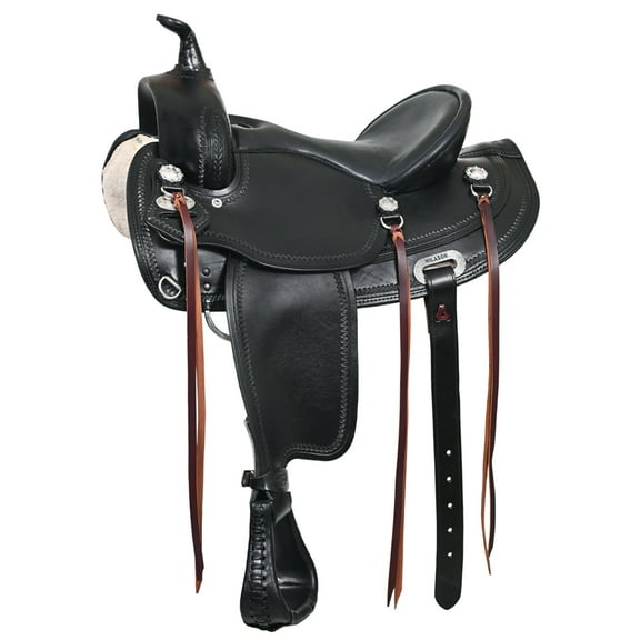 16 In Hilason Western Horse Wide Gullet Trail BlackAmerican Leather Saddle