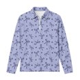 thumbnail image 5 of Falkdiz Sweet Shirts for Girls Long Sleeve Back to School Pullover Winter 1/4 Zipper Casual Collar Girls Tops Travel , Navy , Size: 5-6 Years, 5 of 9