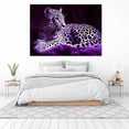 thumbnail image 6 of Mudket Purple Tone Leopard on Soft Fur Background Canvas Wall Art, Dreamy Glam Wildlife Paintings for Bedroom Print for Living Room Home Decor , Framed Ready to Hang - 12"L x 8"W, 6 of 9