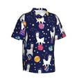 thumbnail image 2 of Balery Lama in Space Print Men's Hawaiian Shirts Short Sleeve Beach Shirt Relaxed Fit Vacation Button Down Shirts-XX-Large, 2 of 9