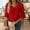 Red, variant on Women's Solid Color Ruffle 3/4 Sleeve Blouse Tie Front V Neck Casual Loose Fit Tunic Tops for Ladies Daily & Casual Wear, Multi-Color Options Red