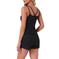 thumbnail image 3 of INSPIRE CHIC Women's Pointelle Pajama Sleepwear Solid Camisole Tops with Shorts Double Strap Loungewear Sets XL Black, 3 of 6