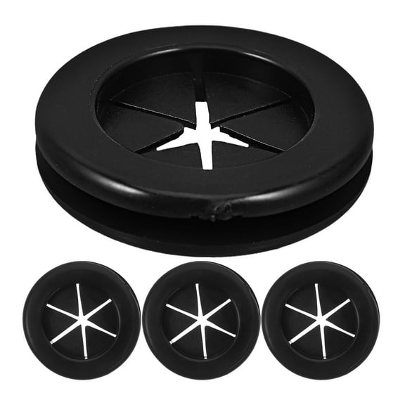4pcs Black Rubber Grommets Wire Protection Desk Grommet Cord Cover Flexible Desk Hole Cover Waterproof Fire Resistant Cable Grommet For Office And Home