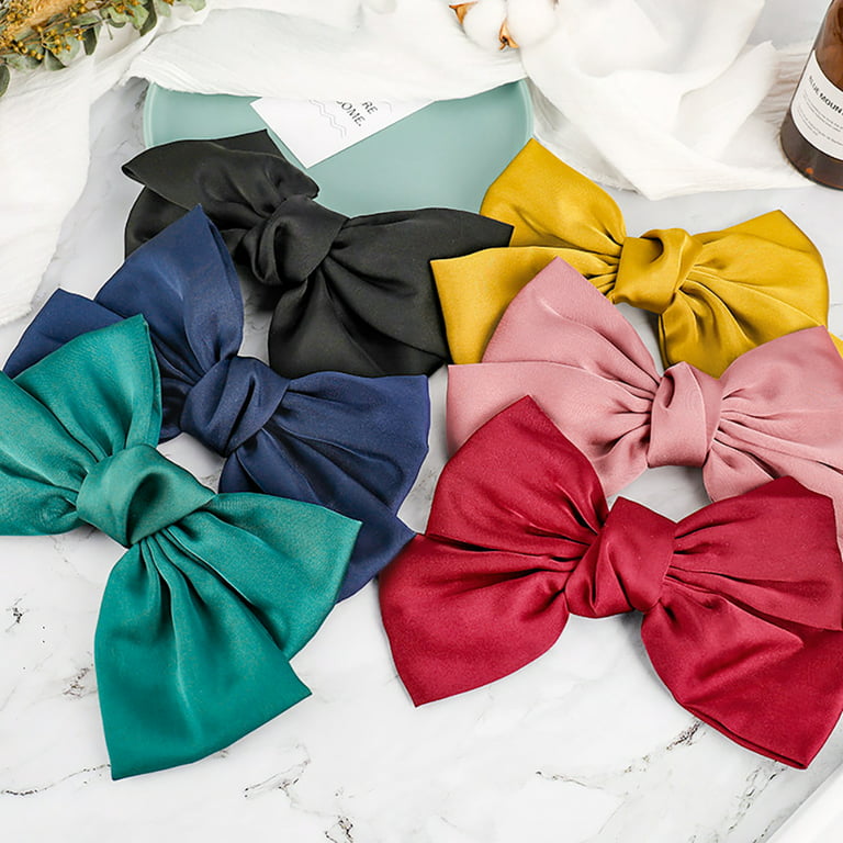 Meidiya Big Bow-knot Hair Barrette Clips Faux Pearl Double-layer Hair  Decoration Solid Color Elegant Women Hair Clip Hair Bow With Long Tail