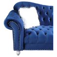 thumbnail image 6 of Morden Fort Velvet Living Room Chair Luxury Chesterfield Tufted Camel Back Armchair, Blue, 6 of 7