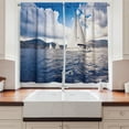 thumbnail image 2 of Ambesonne Nautical Kitchen Curtains, Sailing Boat on Sea, 55"x39", Blue and White, 2 of 3