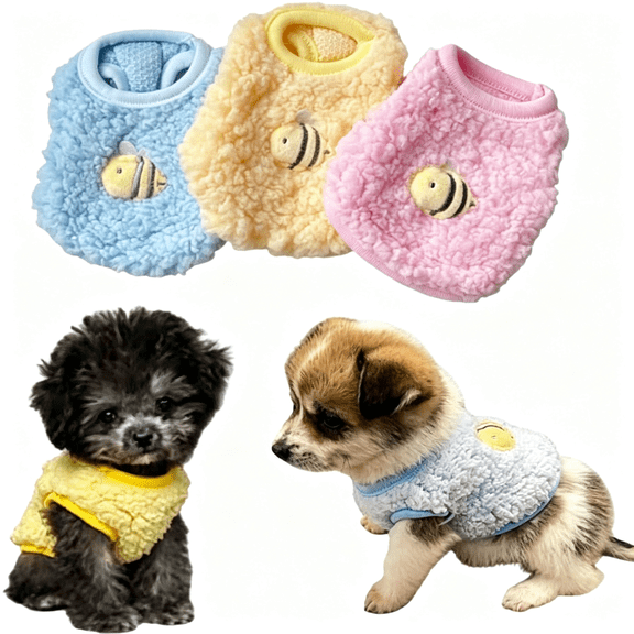 GASTROPOD 3Pcs Xxxs Dogs Sweater Fleece Teacup Dog Clothes for Chihuahua Yorkie Poodle Fall Winter Small Puppy Sweatshirt Warm Cat Kitten Outfit Mini Pet Doggy Clothing(3Pcs Bee,2Xs(1-2.2Lbs))