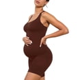 thumbnail image 2 of Taqqpue Women' s Maternity Bodysuit Sleeveless Shorts Jumpsuit Square Neck Tank Top for Pregnancy Workout Romper Pregnancy Yoga Ribbed One Piece Seamless Tank Top Jumpsuit S-XL, 2 of 6