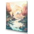 thumbnail image 2 of Designart "Colored Mountains And River I" Landscape Mountains River Wall Art For Bathroom, 2 of 5