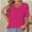Hot Pink, variant on Women's V Neck T Shirts Casual Rolled Short Sleeve Side Split Summer Tops Loose Fit