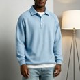 thumbnail image 7 of Knit Polo Shirts Mens Long Sleeve Casual Polo Sweaters Shirt Waffle Textured Collared Sweater Light Blue S, 7 of 7