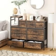 thumbnail image 7 of Jojoka 9-Drawers Dresser with Power Outlets, Metal Frame and Fabric Drawers for Bedroom, Wood Top Cabinet for Closet, Nursery, Brown, 7 of 7