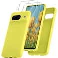 thumbnail image 1 of KOMI for Google Pixel 8 Case, Silicone Phone Case with 2 Screen Protector, Soft Anti-Scratch Microfiber Lining, Full Body Shockproof Slim Cover Support Wireless Charging, Yellow, 1 of 5