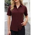 thumbnail image 3 of MOYIKO Womens Button Down Shirts Stretch Short Sleeve Dress Shirts Business Work Fitted Collared Office Basic Blouse, 3 of 7
