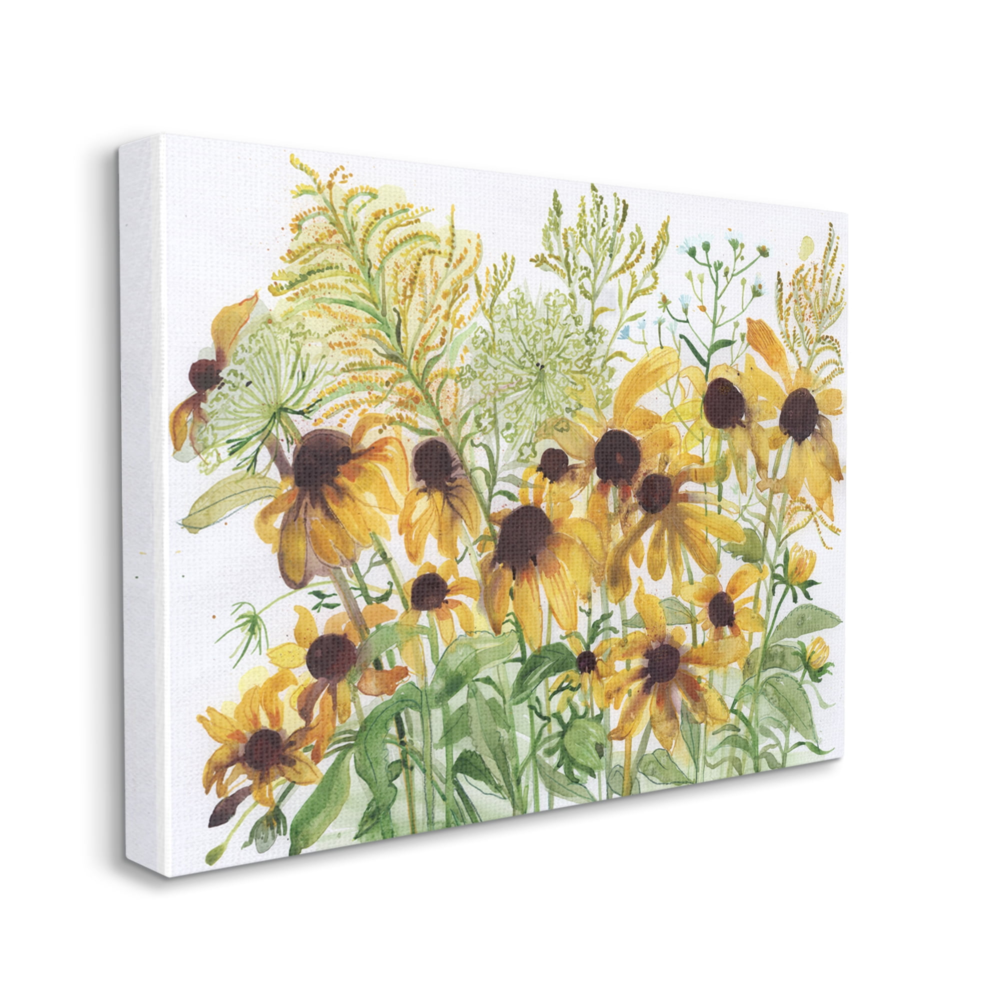 Stupell Industries Layered Yellow Daisy Blooms Wildflower Herb Sprouts Painting Gallery Wrapped Canvas Print Wall Art, Design by unknown