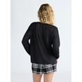 thumbnail image 4 of Joyspun Women's Cozy Lounge Collection Hacci Knit Sleep Top with Long Sleeves, Sizes XS-3X, 4 of 6