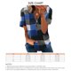 thumbnail image 5 of Blusa de manga corta Top con estampado de cuadros y media cremallera Blusa holgada de manga corta para dama Azul S, 5 of 5