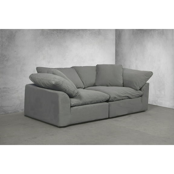 Modular Sectional Sofa, Deep Seating Couch, Washable Slipcovered Sofa, Gray Living Room Furniture