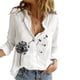 thumbnail image 4 of ICHUANYI Clearance Women Printed Cotton Long Sleeve Tank Career Bloues Cardigan Tops(White, XXL) ICHUANYI WER2023081017263, 4 of 7