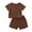 Brown, variant on Fesfesfes Toddler Baby Girls Summer Solid Color Short Sleeve Top + Short+ Headband