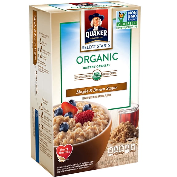 Quaker Instant Oatmeal, Organic, Maple & Brown Sugar, 1.44 oz, 8 Packets