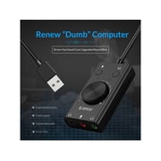 Orico USB Sound Card USB Audio Splitter External Sound Card with Volume Control USB to 3.5mm Jack Audio Adapter for Pc, Laptop, Desktop, Headset, Switch and More, Plug & Play No Drivers Needed