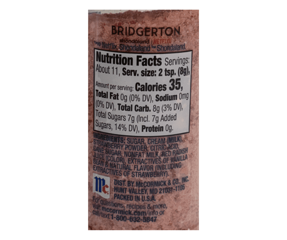 McCormick Bridgerton Finishing Sugars, Strawberries & Cream, 3.16 oz Jars – 2 Pack
