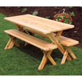 thumbnail image 1 of A &amp; L Furniture Western Red Cedar Crossleg Picnic Table with 2 Benches, 1 of 3