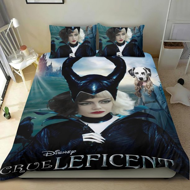 Bruja Cruella Conjunto de sábanas temático, trío de piezas, cómodo y amigable con la piel, diseño único, regalo de decoración para el hogar para familiares, amigos y fans,173cm *218cm