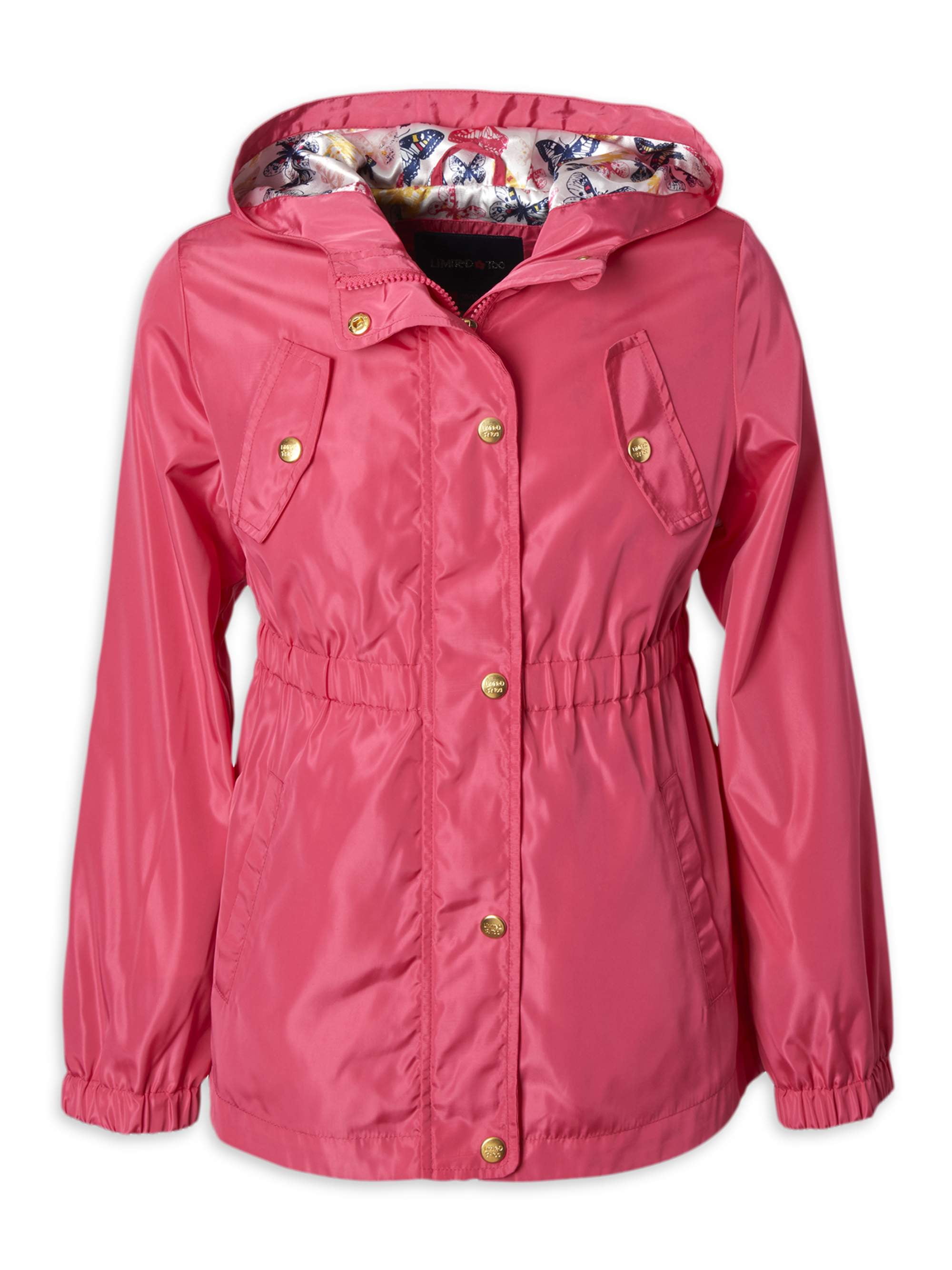 Limited Too Girls Jacket Lightweight Waterproof Anorak Raincoat with Hood and Cotton Lining