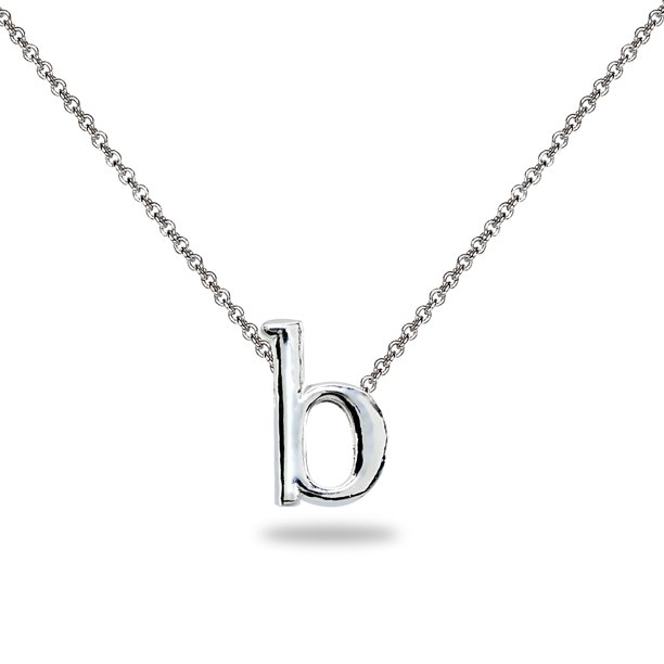 ONLINE Sterling Silver B Letter Initial Alphabet 925 Silver Necklace
