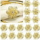 thumbnail image 1 of paquetes de anillos de servilletas de flores huecas, hebillas de servilleta doradas de aleación, adornos para servilletas domésticas, anillos florales con diamantes de imitación para servilletas para Pascua, Navidad, cena, decoración de boda (borde de hojas doradas) brillar Electrónica, 1 of 5