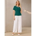 thumbnail image 4 of DARING DIVA Women's Elegant Women's Sparkly Blouse with Rhinestones XL Hunter Green, 4 of 7