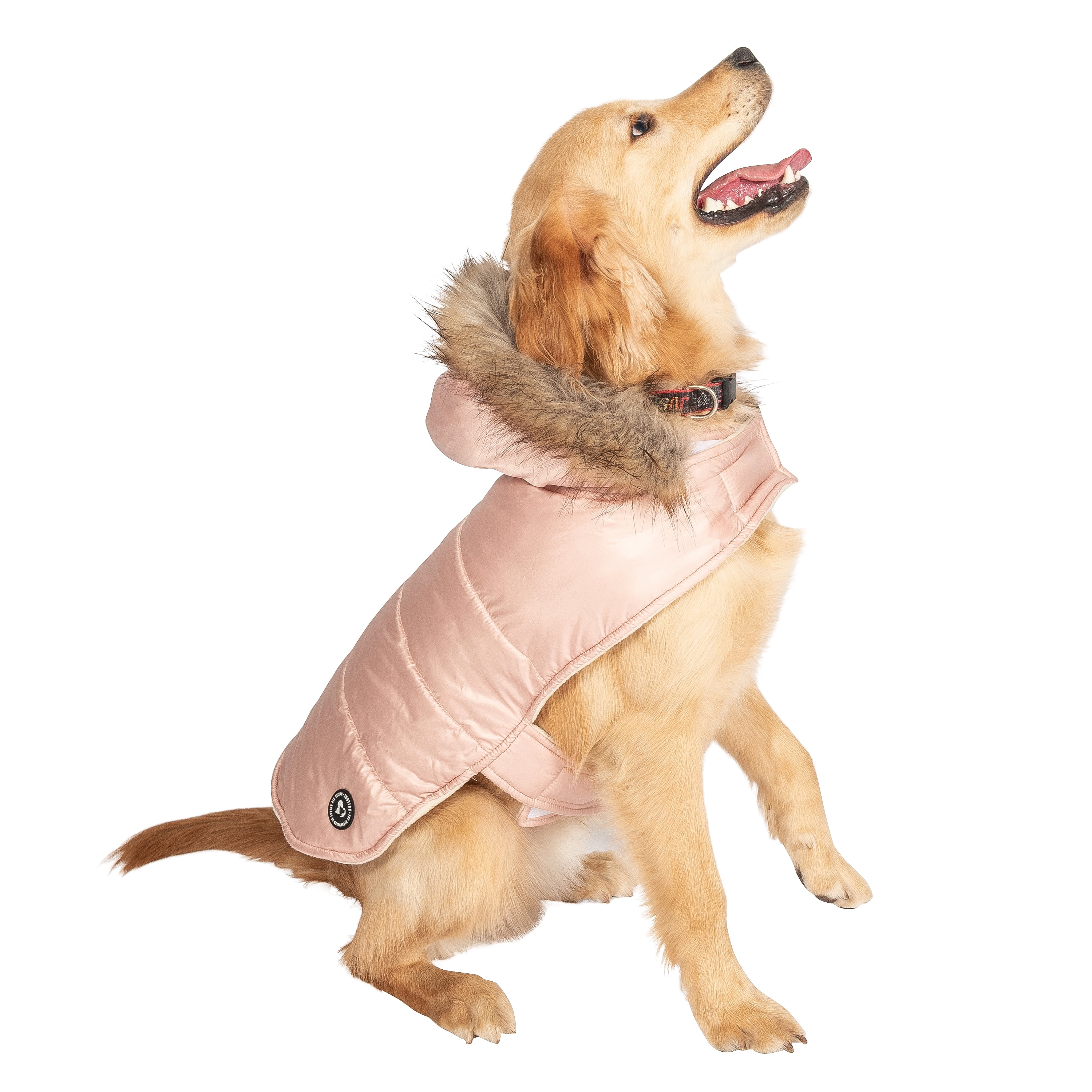 Justice Pet Reversible Puffer Jacket, Champagne, XL