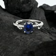 thumbnail image 5 of Blue Sapphire Oval cut gemstone engagement ring 925 sterling silver ring, 5 of 5