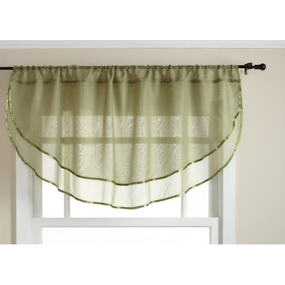 Belle Maison USA, LTD. Elegance Voile Layered Ascot Curtain Valance 60" x 24"