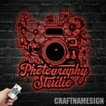 thumbnail image 2 of Craftnamesign Photography Studio Metal Wall Art LED Light, Photographer Sign, Photography Art, 2 of 5