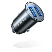 Car Charger, AINOPE 4.8A All Metal Car Charger Adapter Mini Flush Fit USB Car Charger Dual Port Charging Compatible with iPhone 13/12/11 pro/XR/x/7/6s, iPad Air 2/Mini 3, Note 9/Galaxy S10/S9/S8-Black