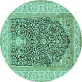 thumbnail image 1 of Ahgly Company Machine Washable Indoor Round Animal Turquoise Blue Traditional Area Rugs, 5' Round, 1 of 4