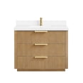 thumbnail image 2 of Santarem 42" Single Bath Vanity in Washed Ash Grey with White Quartz Stone Top, 2 of 14