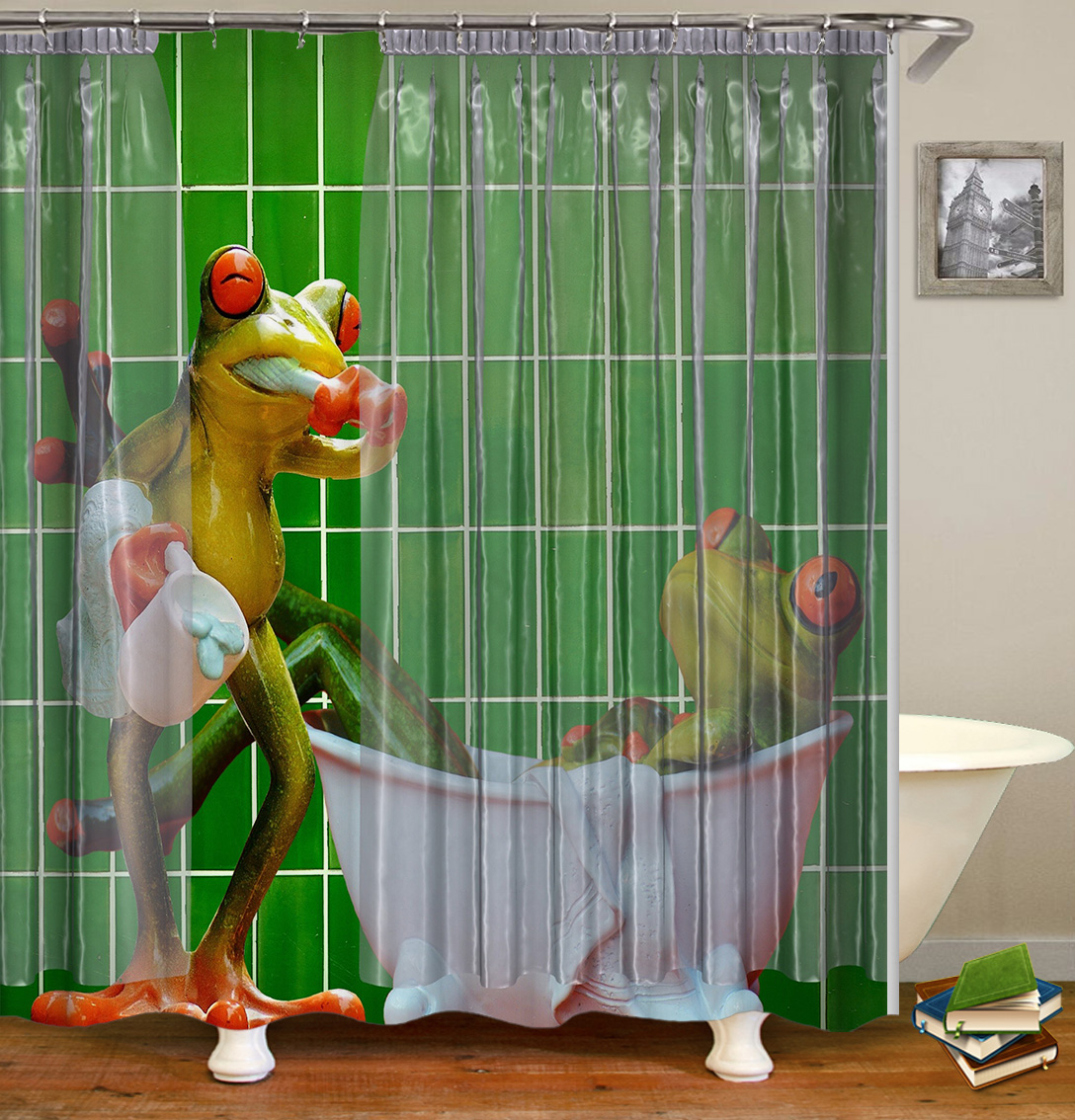 Shower Curtain Set With Hooks Funny Frog Couples Soak In The Bath Brush Teeth Bathroom Decor Waterproof Polyester Fabric Bathroom Accessories Bath Curtain Walmart Canada