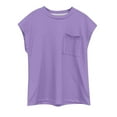 thumbnail image 5 of REDARER Girls Short Sleeve Hooded Top With Pocket Comfortable Casual Tee For Summer Home School Beach Activities,Color:Purple,Size:11-12 Years, 5 of 5