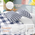 thumbnail image 2 of 3 Piece Navy Blue White Plaid Duvet Cover Set Queen Size, Microfiber Comforter/Quilt Cover with Corner Ties and 2 Pillowcases, Farmhouse Checkered Buffalo All Season Soft Bedding with Zipper Closure, 2 of 8
