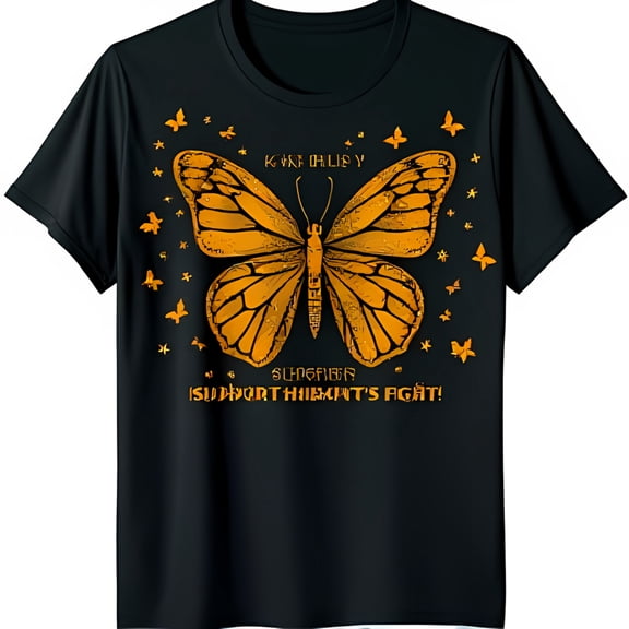 Stunning Black T-Shirt with Golden Butterfly Graphic & Inspiring