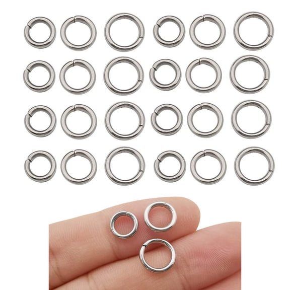 304 Stainless Steel Jump Rings 300pcs Mixed 8mm 9mm 10mm, Thick 1.5mm Durable Metal Rings for DIY Jewelry Making Necklaces Bracelets Keychains, Silver